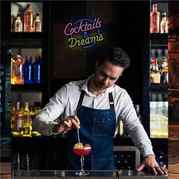 Cocktails & Dreams LED Neon Sign Movie Art Wall Lights Bedroom Bar Party Club - Picture 6 of 7